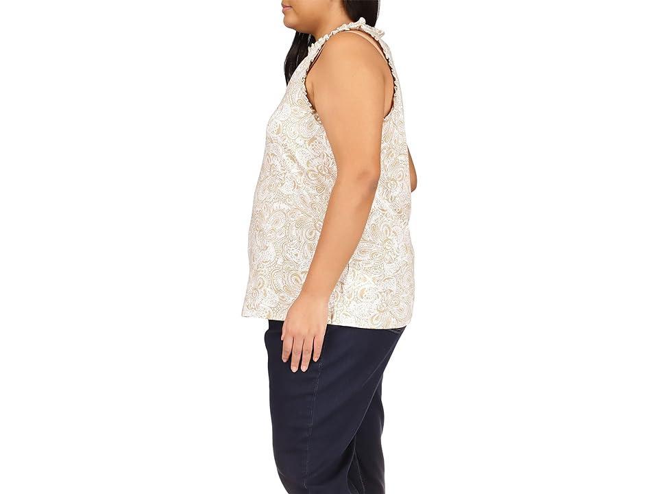 MICHAEL Michael Kors Plus Size Paisley Ruffle Popover Tank Women's Clothing Product Image