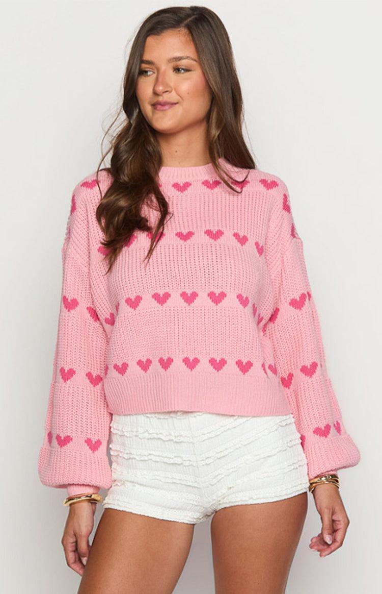 Lovey Pink Heart Stripe Jumper Product Image