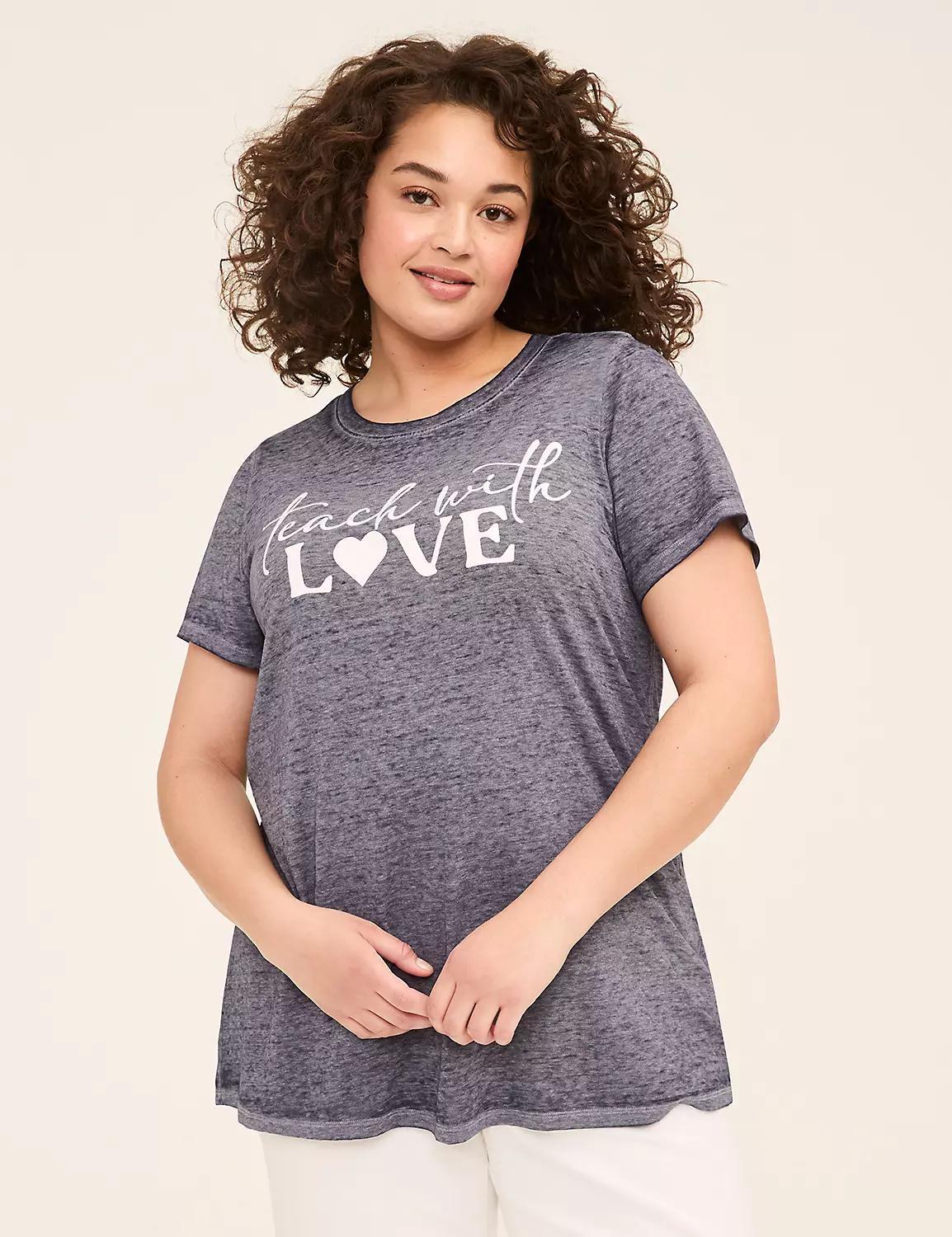 Embroidered & Glitter Teach With Love Graphic Tee Product Image