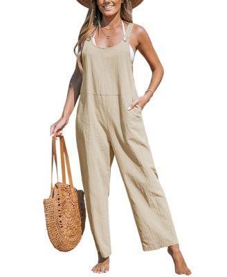 Cupshe Womens Tapered Pinafore Jumpsuit - Beige Product Image