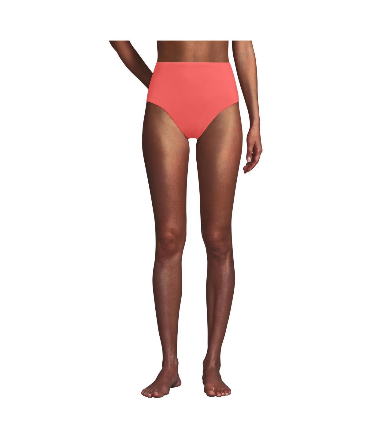 Women's Lands' End Smoothing High Waisted Bikini Bottoms, Size: 12, Deep  Blue Floral Product Image