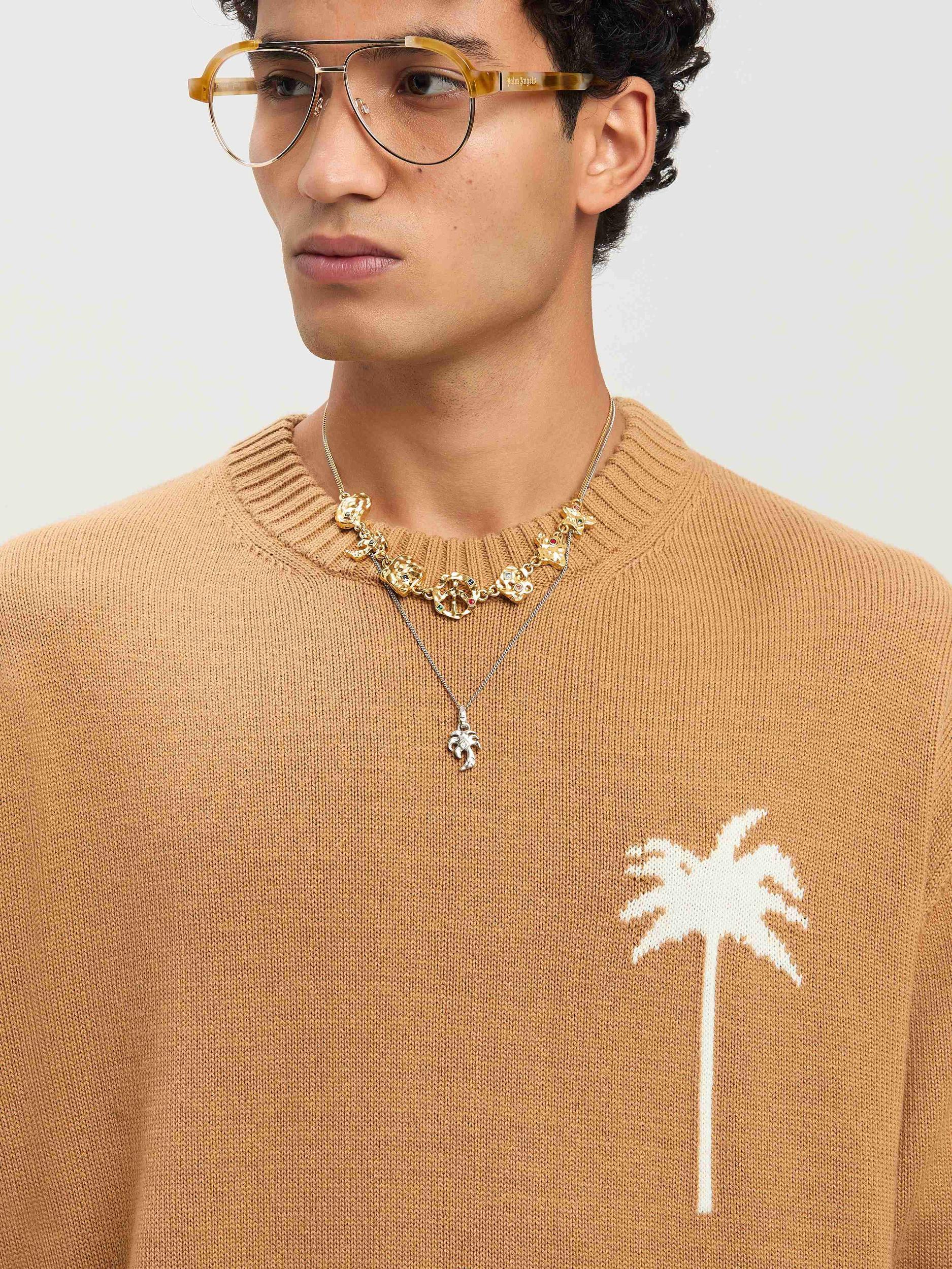 BACK PALMS KNIT SWEATER BEIGE - OFF WHIT Product Image