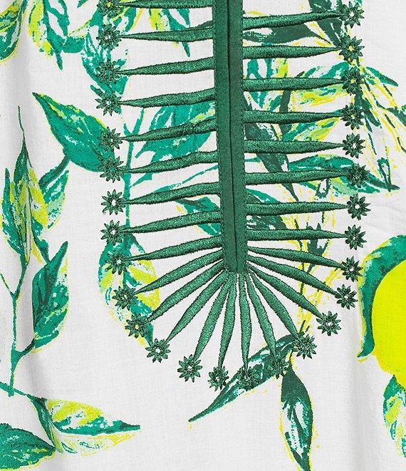 Ro's Garden Clorinda Printed Mandarin Collar 3/4 Sleeve Long Kurta Midi Dress Product Image