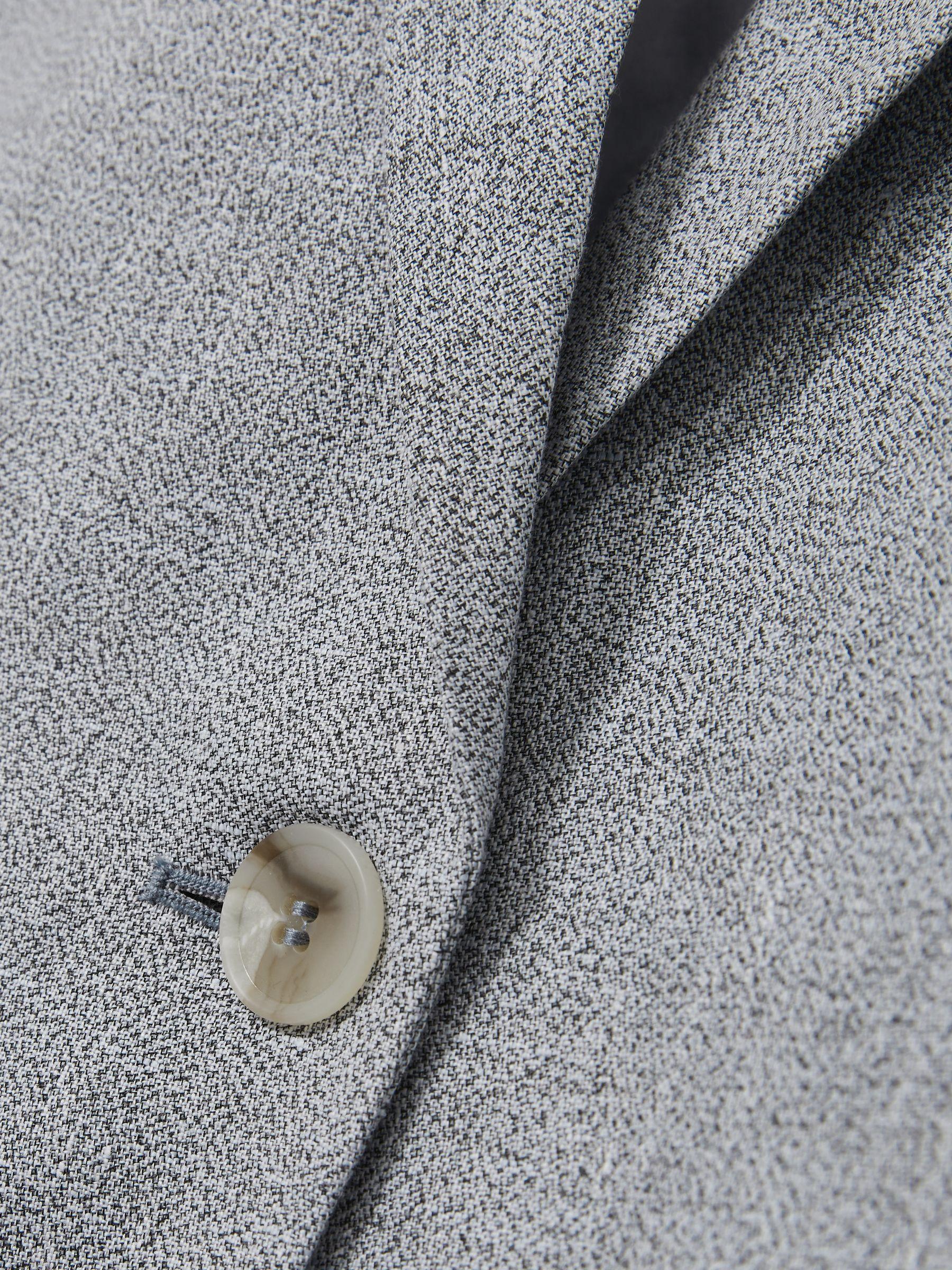 Linen-Blend Single-Breasted Blazer in Blue Product Image