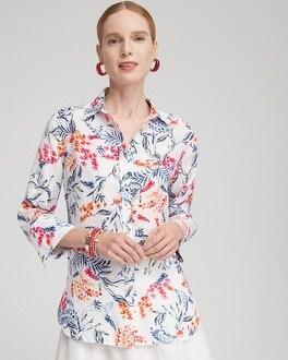 No Iron™ Linen Sealife 3/4 Sleeve Shirt Product Image