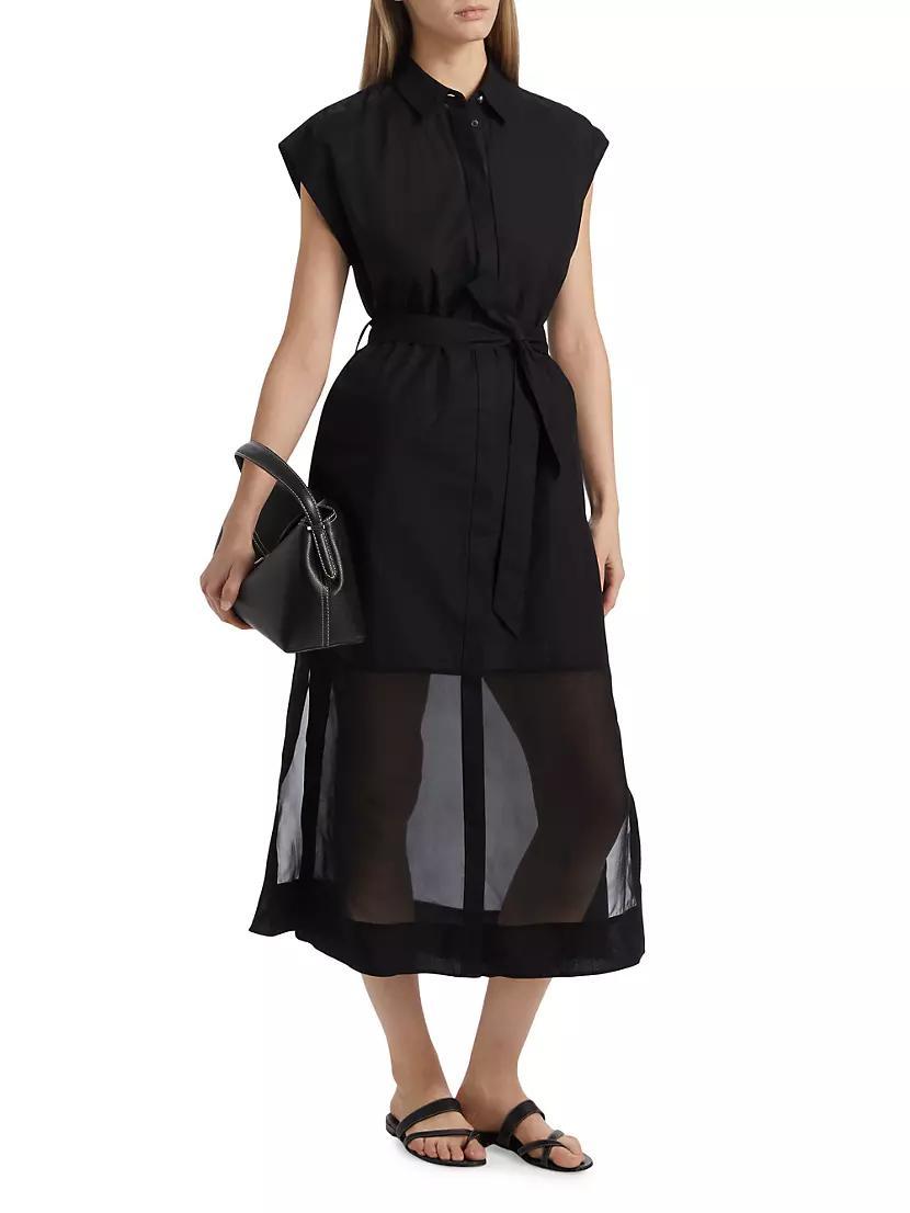 Vance Cotton Sheer-Hem Midi Shirtdress Product Image