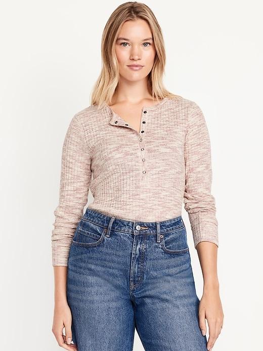 Ribbed Henley Top Product Image