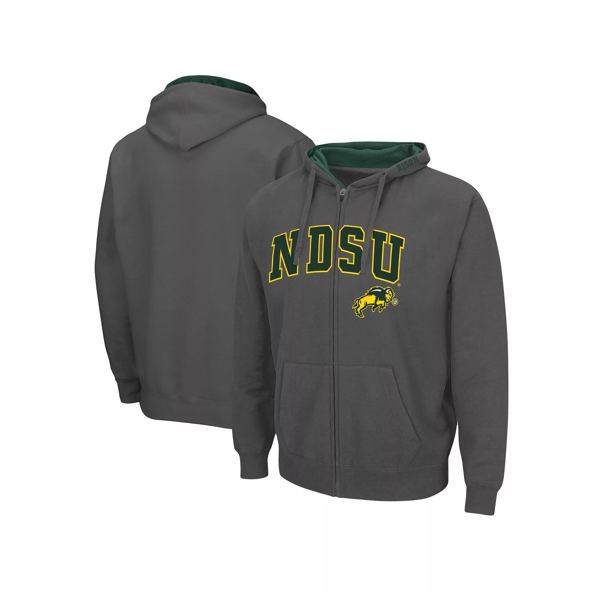 Men's Colosseum Charcoal NDSU Bison Arch & Logo 3.0 Full-Zip Hoodie, Size: Small, Nds Charco Product Image