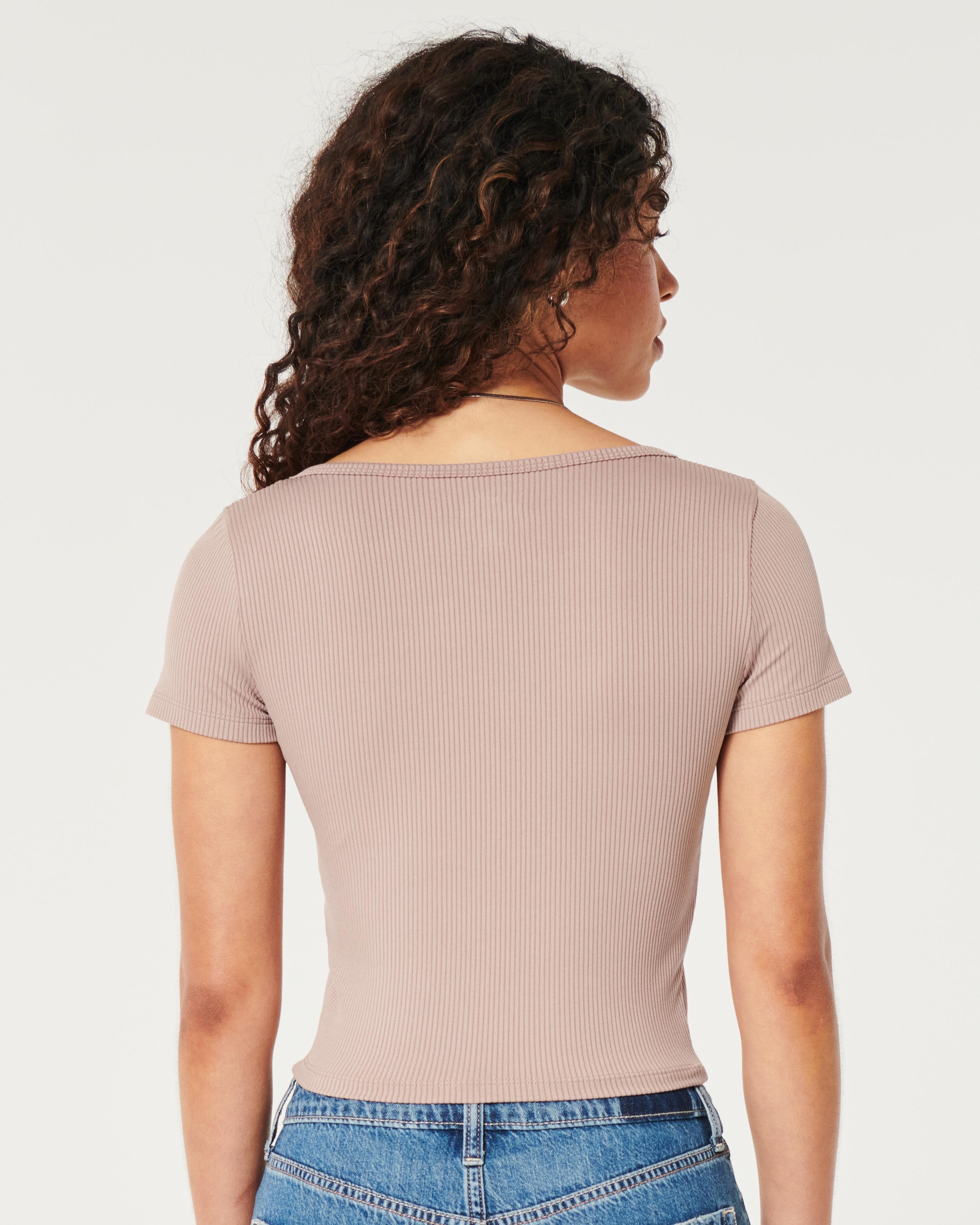 Ribbed Seamless Fabric Square-Neck Top Product Image