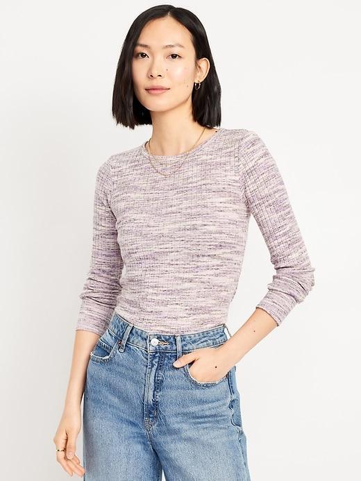 Plush-Knit Long-Sleeve T-Shirt Product Image