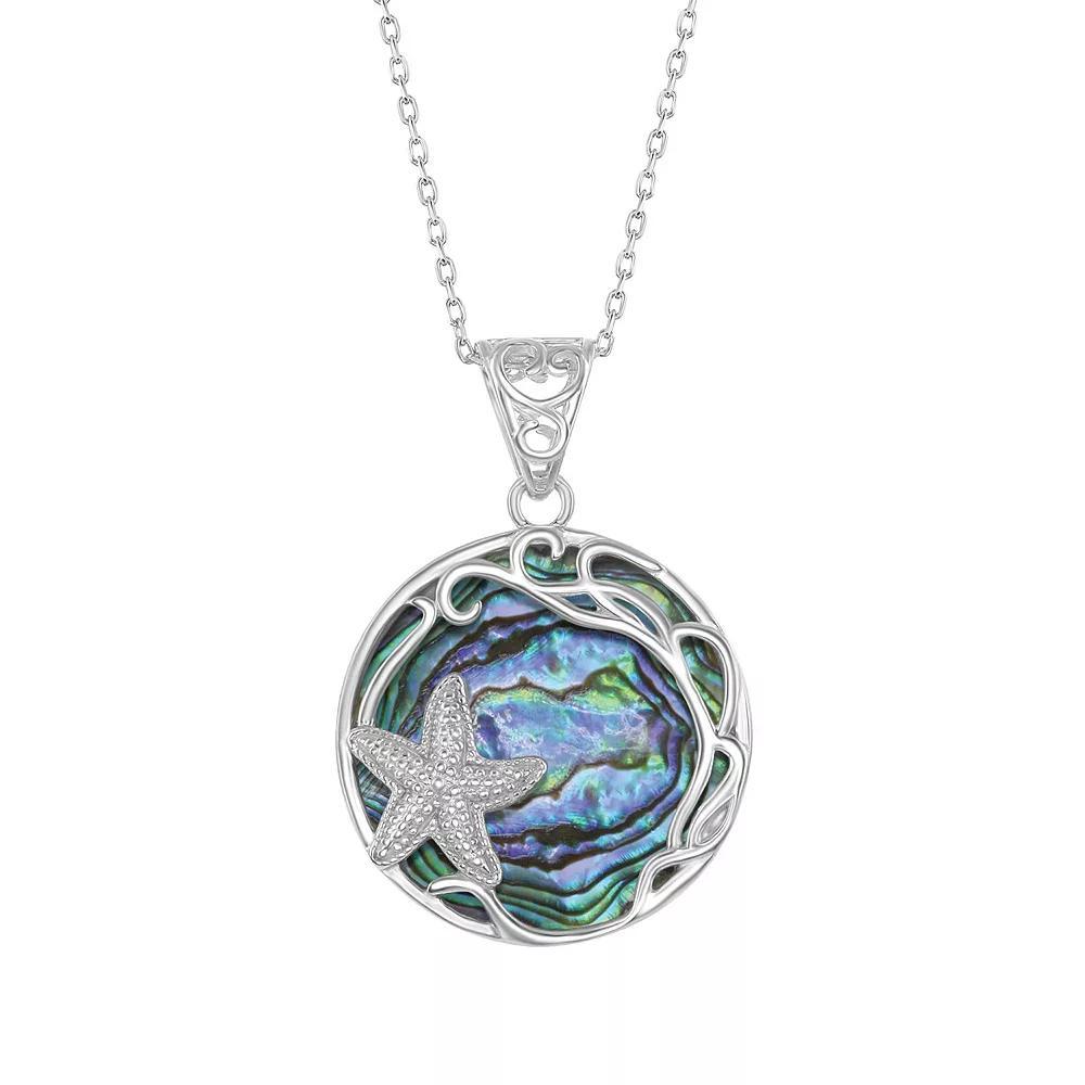Sterling Silver Abalone Starfish Necklace, Women's, Size: 18" Product Image