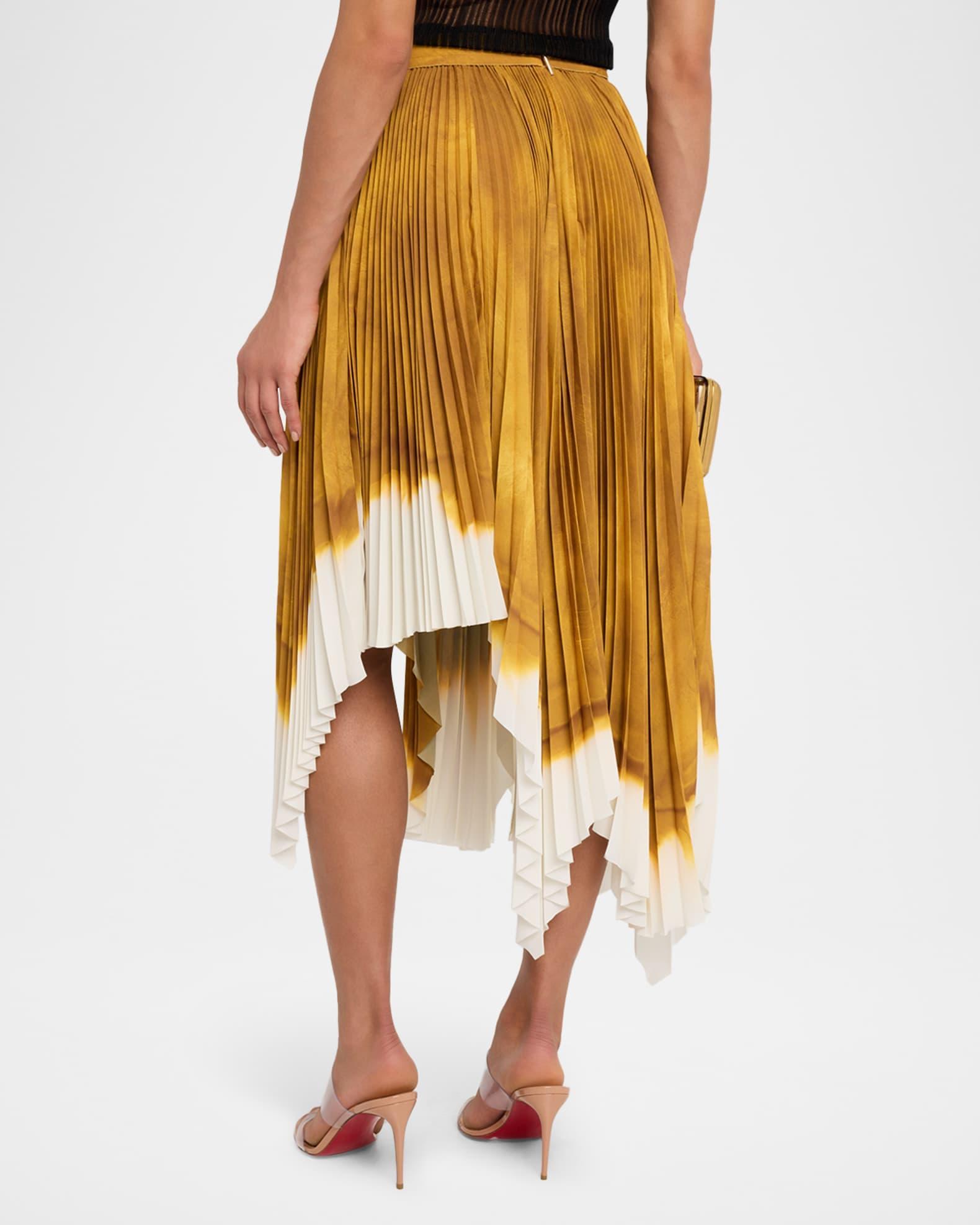 Painted Stripe Pleated Asymmetric Skirt Product Image