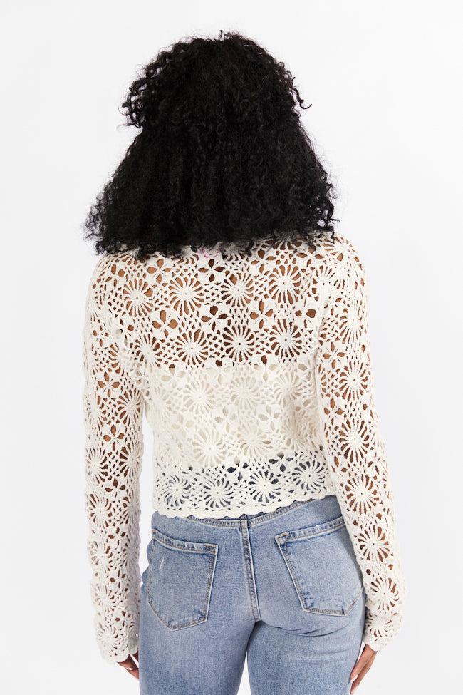 Unbeatable Memories Long Sleeve Ivory Crochet Cardigan SALE Product Image