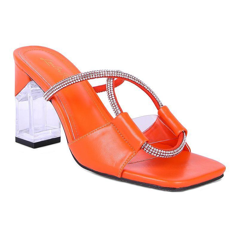 London Rag Fineapple Women's Heeled Slide Sandals, Size: 6, Orange Product Image