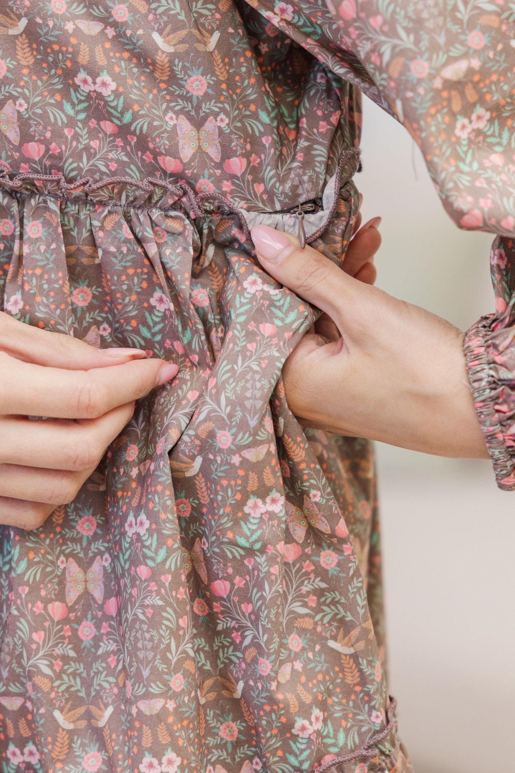 NURSING COLLECTION: Be Your Best Brown Ditsy Floral Babydoll Dress Female Product Image