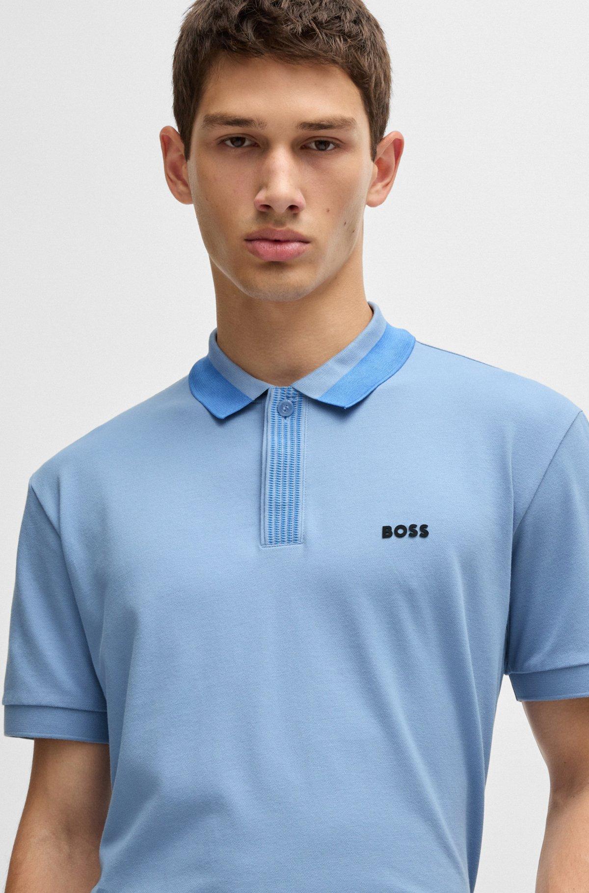 Stretch-cotton polo shirt with contrast logo Product Image