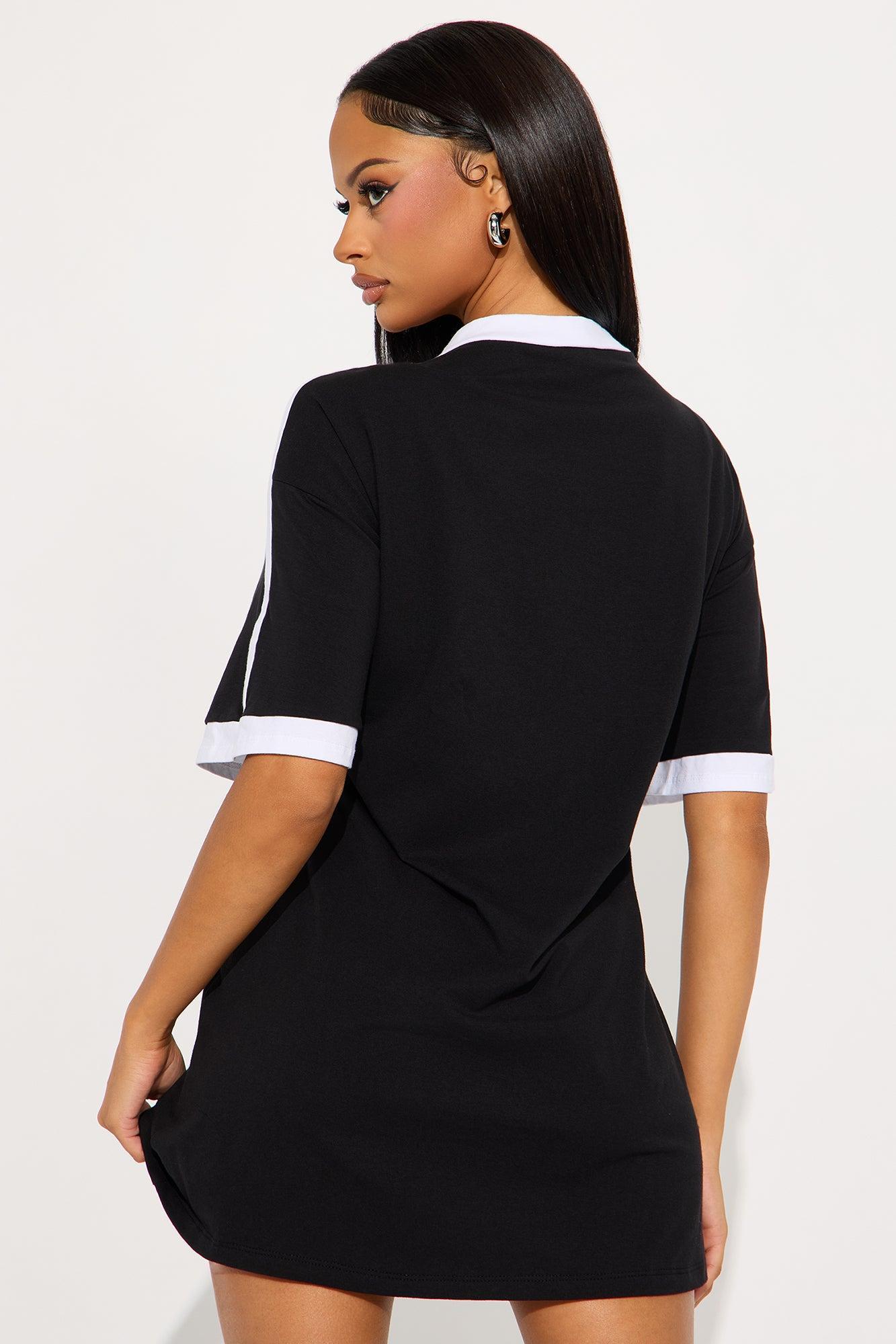 Better Days Ahead T-Shirt Mini Dress - Black/White Product Image
