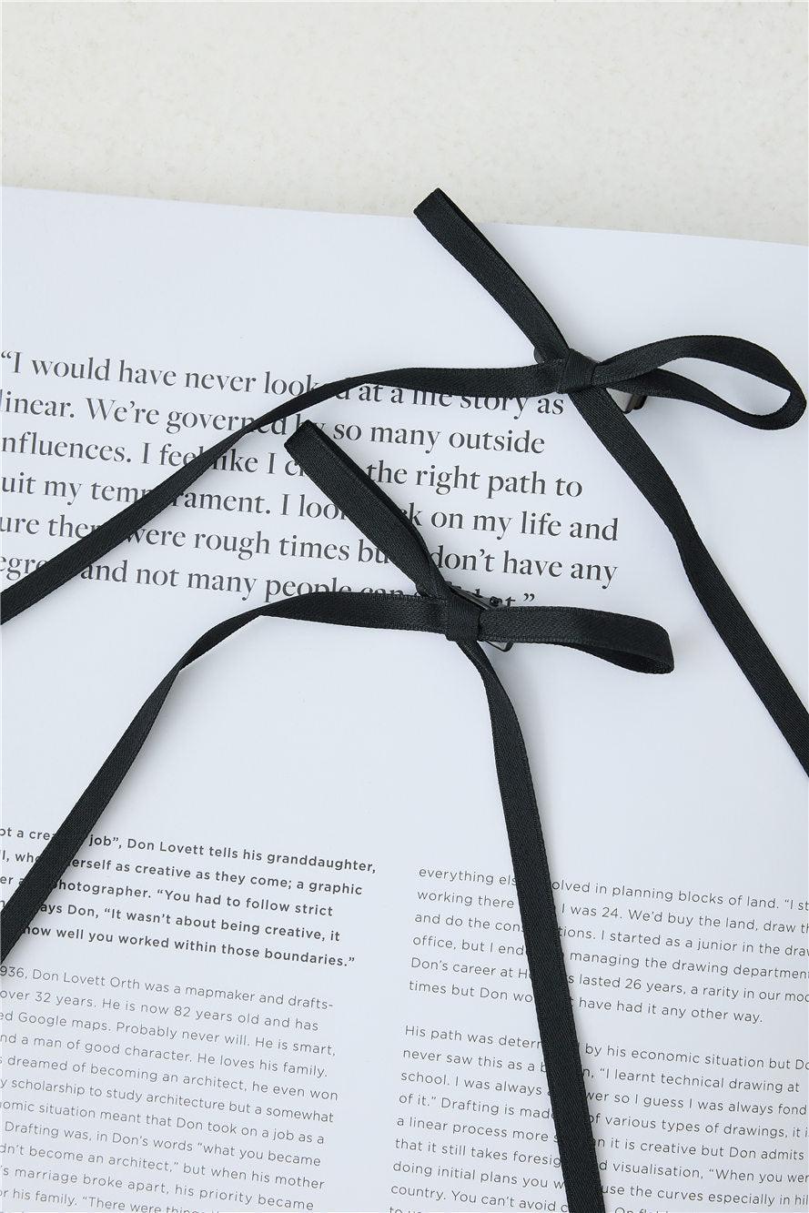 Flirty Bow Hair Clips Black Product Image