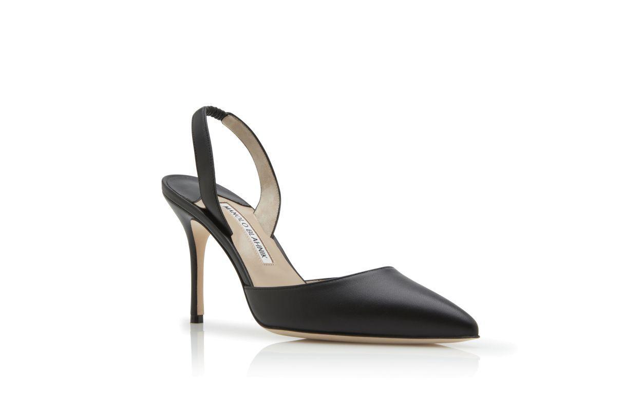 CAROLYNE 90 Black Calf Leather Slingback Pumps Product Image