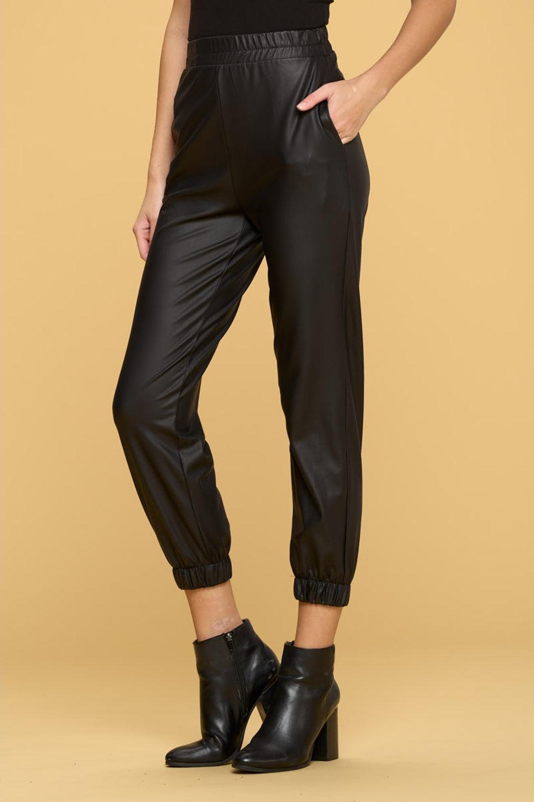 Faux Leather Pants with Pockets Product Image