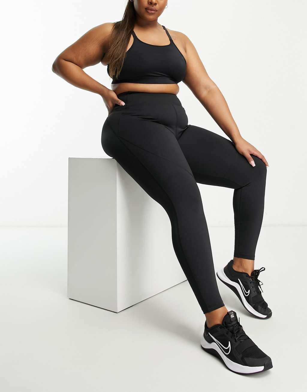 ASOS 4505 Curve icon legging with butt-sculpting seam detail and pocket-Black Product Image