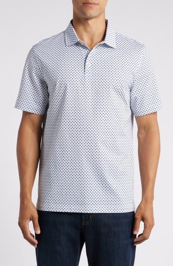 BUGATCHI Victor Ooohcotton® Palm Tree Print Polo In White/navy Product Image