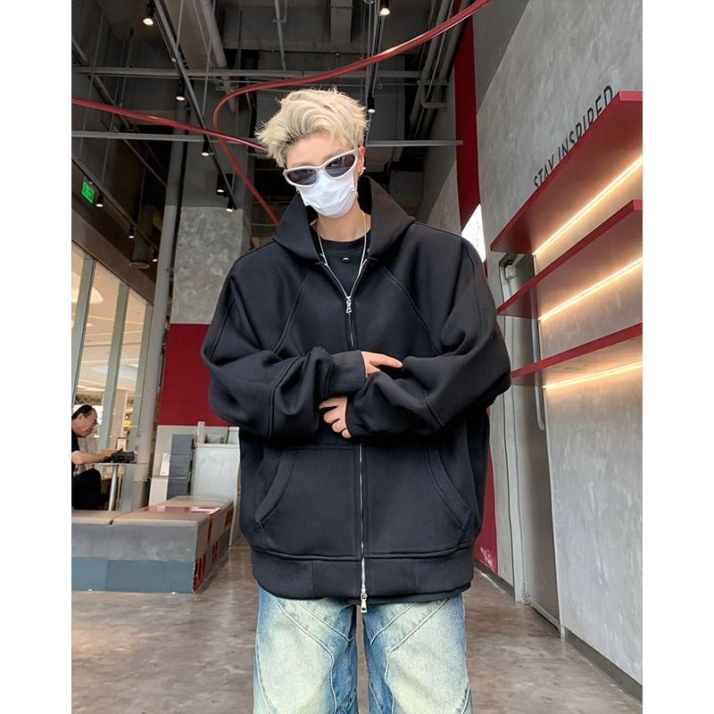 Plain Oversized Zip Hoodie Product Image