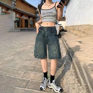 Low Rise Denim Shorts Product Image