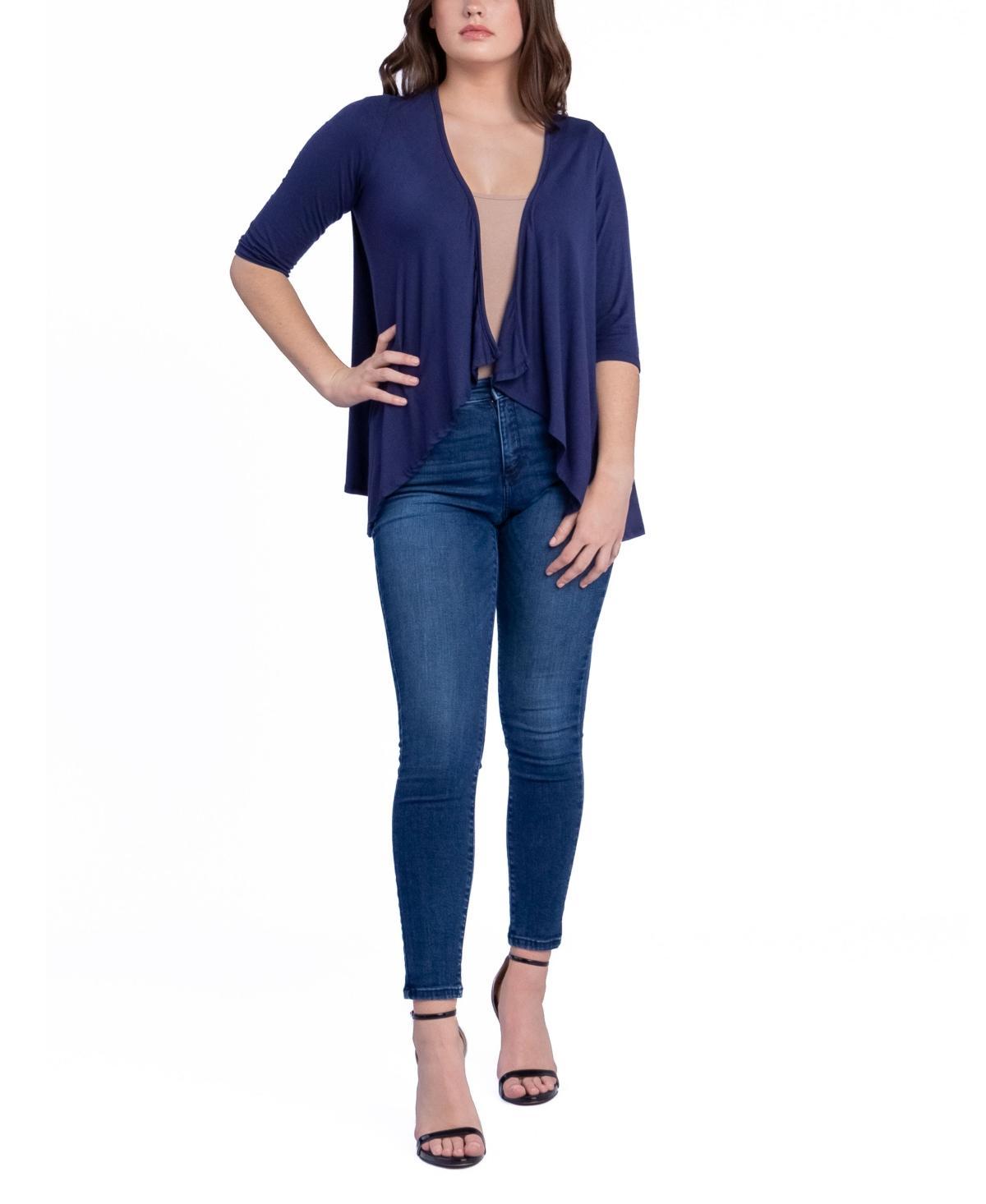 24seven Comfort Apparel Womens Open Front Elbow Length Sleeve Cardigan Sweater Product Image