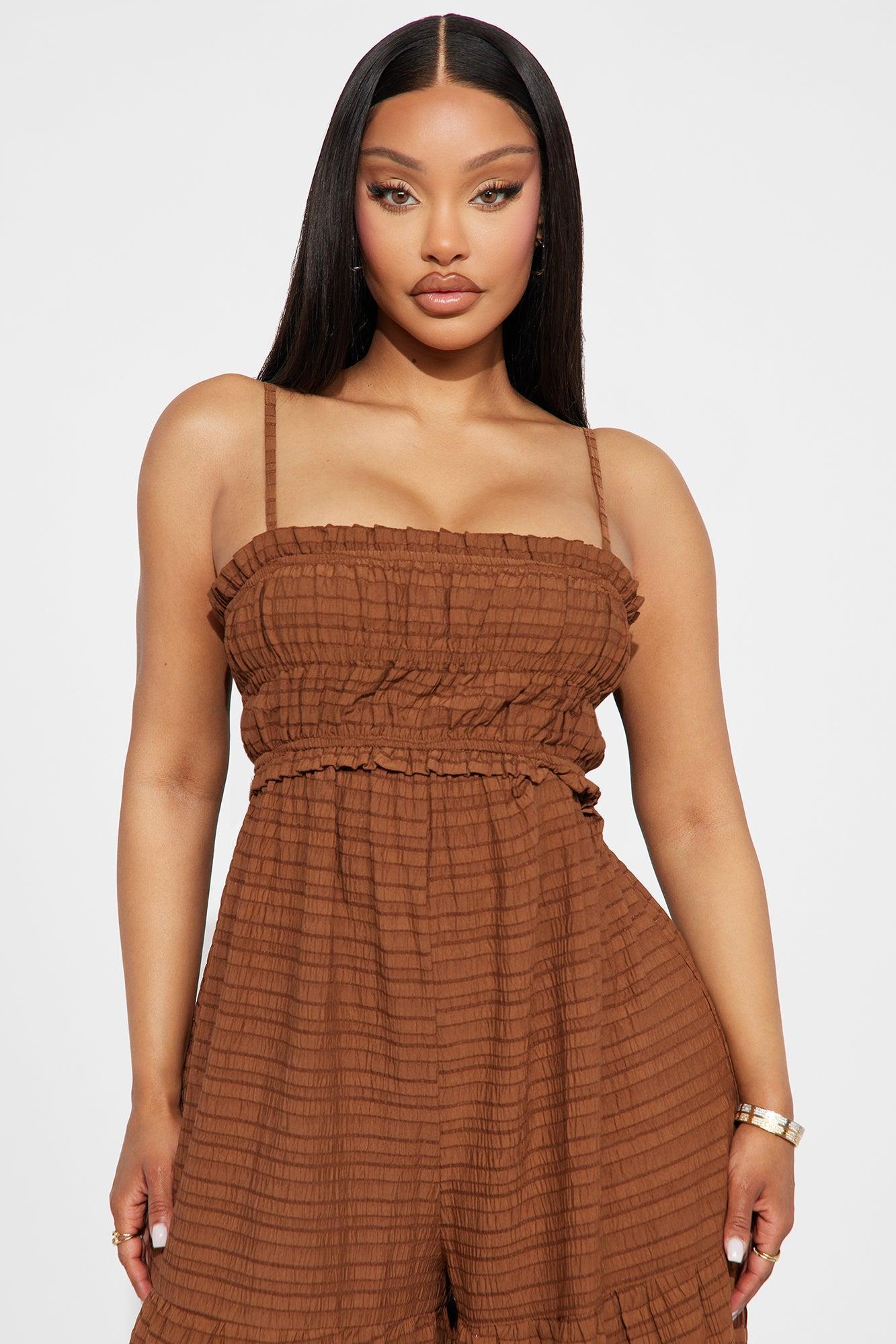 Clarissa Tiered Jumpsuit - Chocolate Product Image
