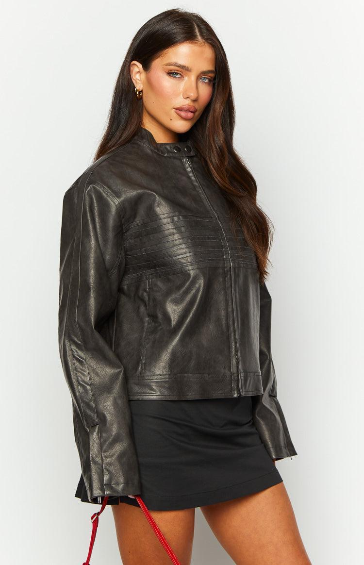 Sam Vintage Black PU Jacket Product Image