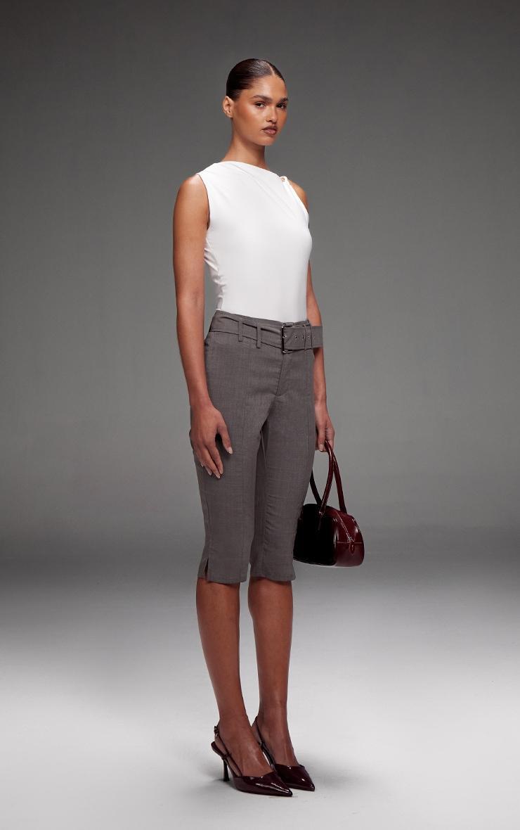 Grey Belt Detail Capri Pants Product Image