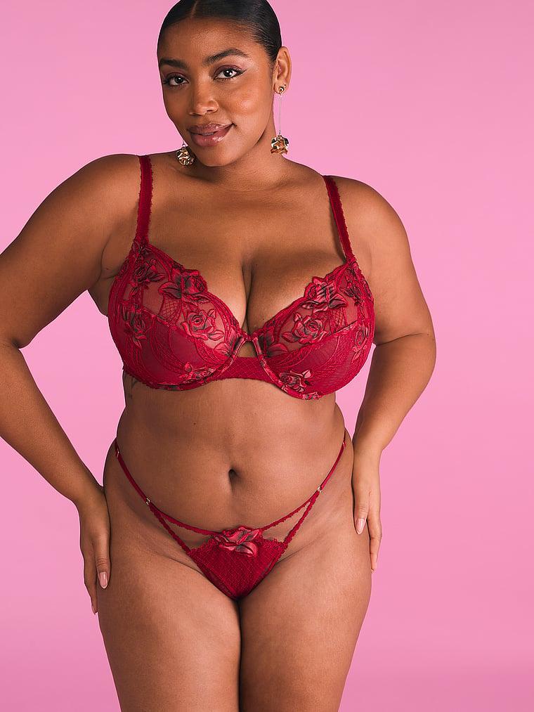 Red Rose Strappy Crotchless Brazilian Panty Product Image