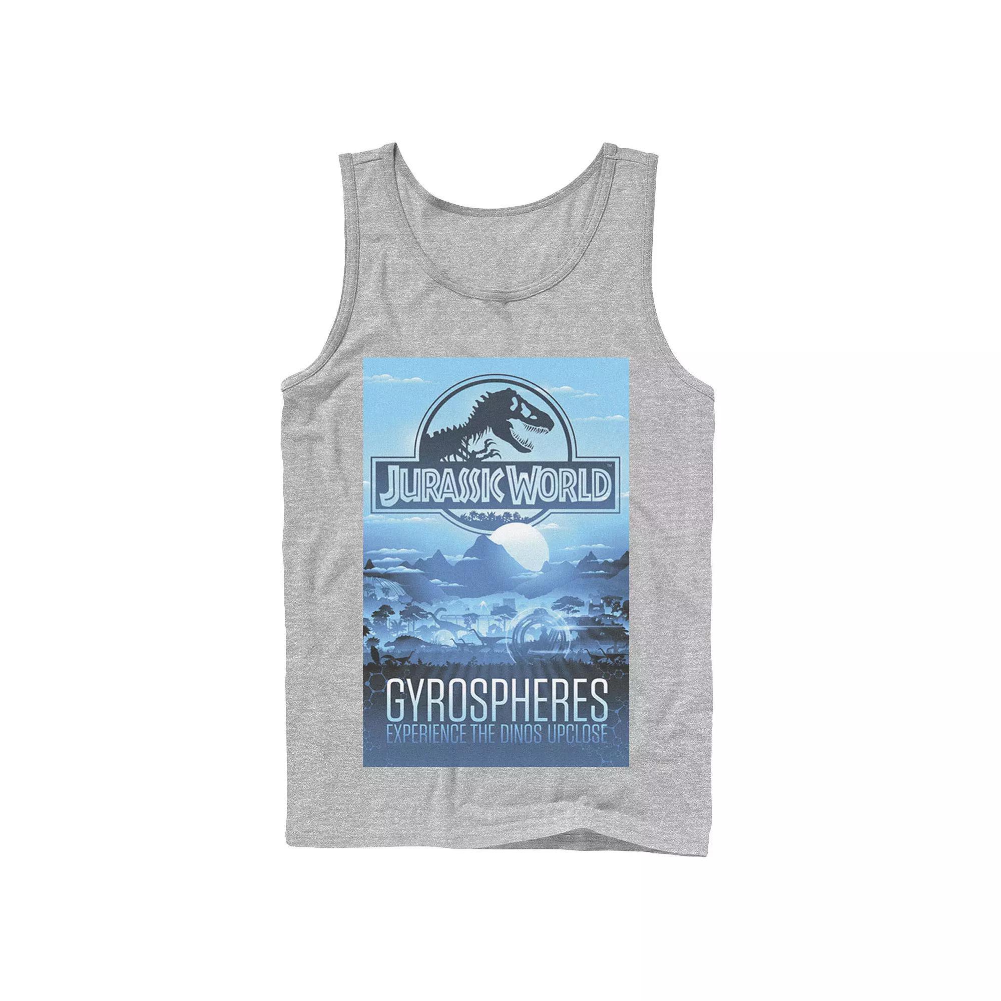 Men's Jurassic World Gyrospheres Tour Park Poster Graphic Tank Top, Size: XL, Black Product Image