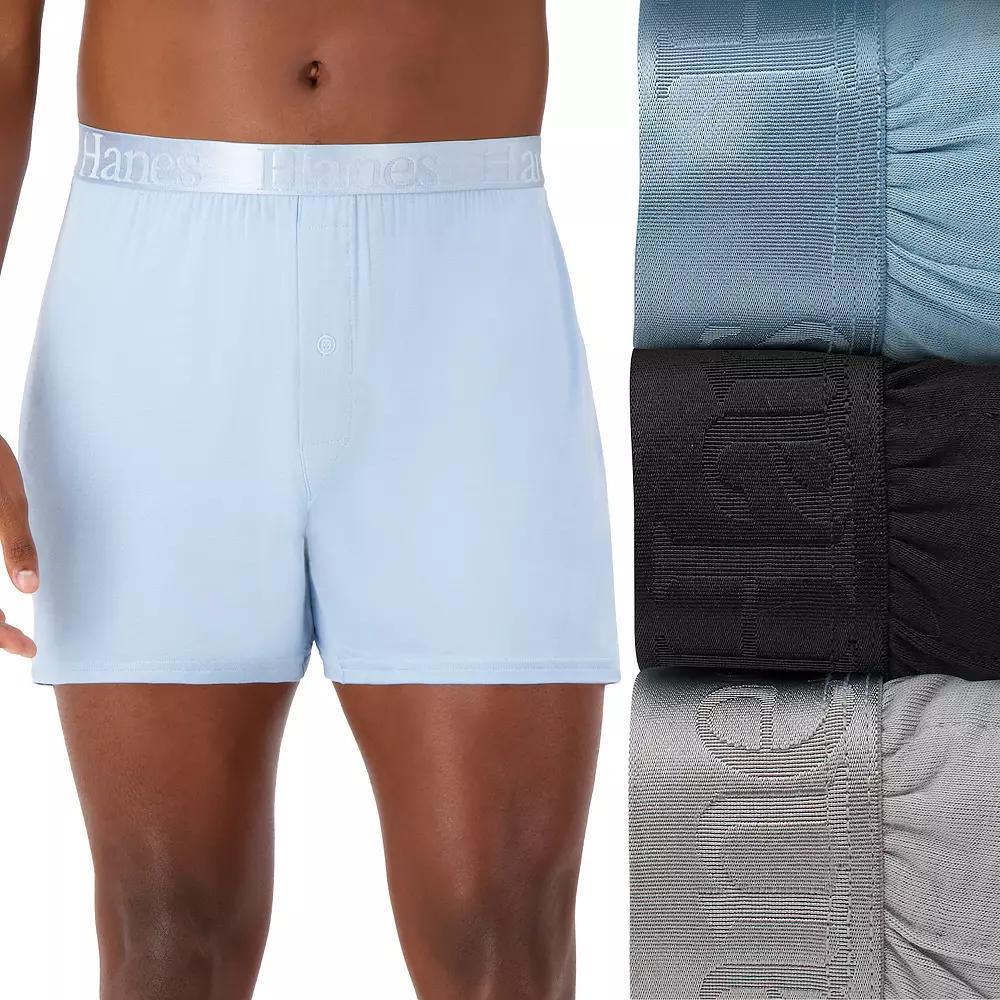 Hanes Originals Ultimate 3-Pack Men's SuperSoft Knit Boxers, Size: Large, Assorted Product Image