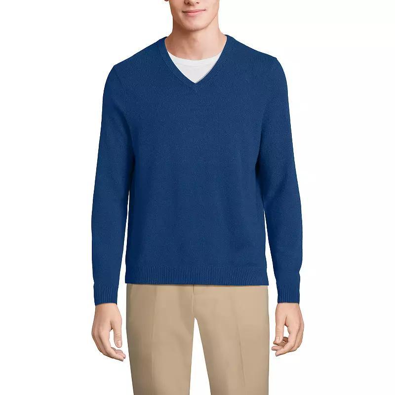 Men's Lands' End Fine-Gauge Cashmere V-neck Sweater, Size: Large, Fresh Red Product Image