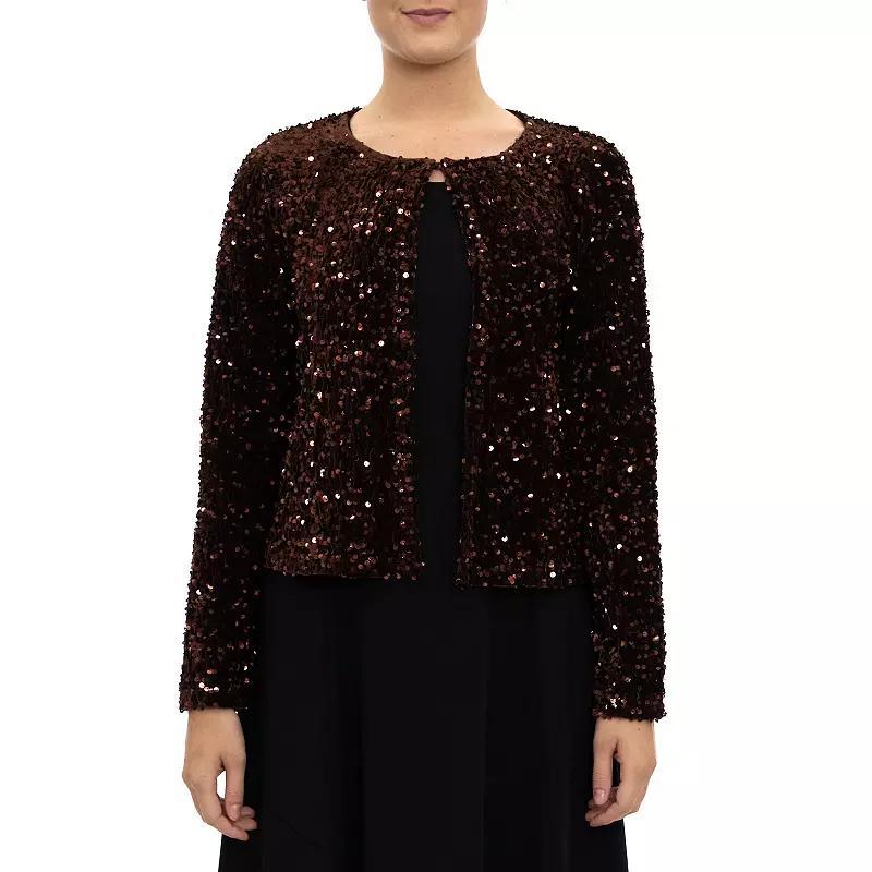 Womens Nina Leonard Sequin Shrug Brown Brown Product Image