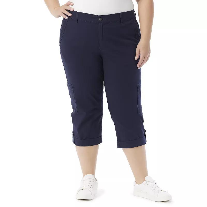 Plus Size Gloria Vanderbilt Cargo Capris, Women's, Size: 20 W, Black Affair Product Image