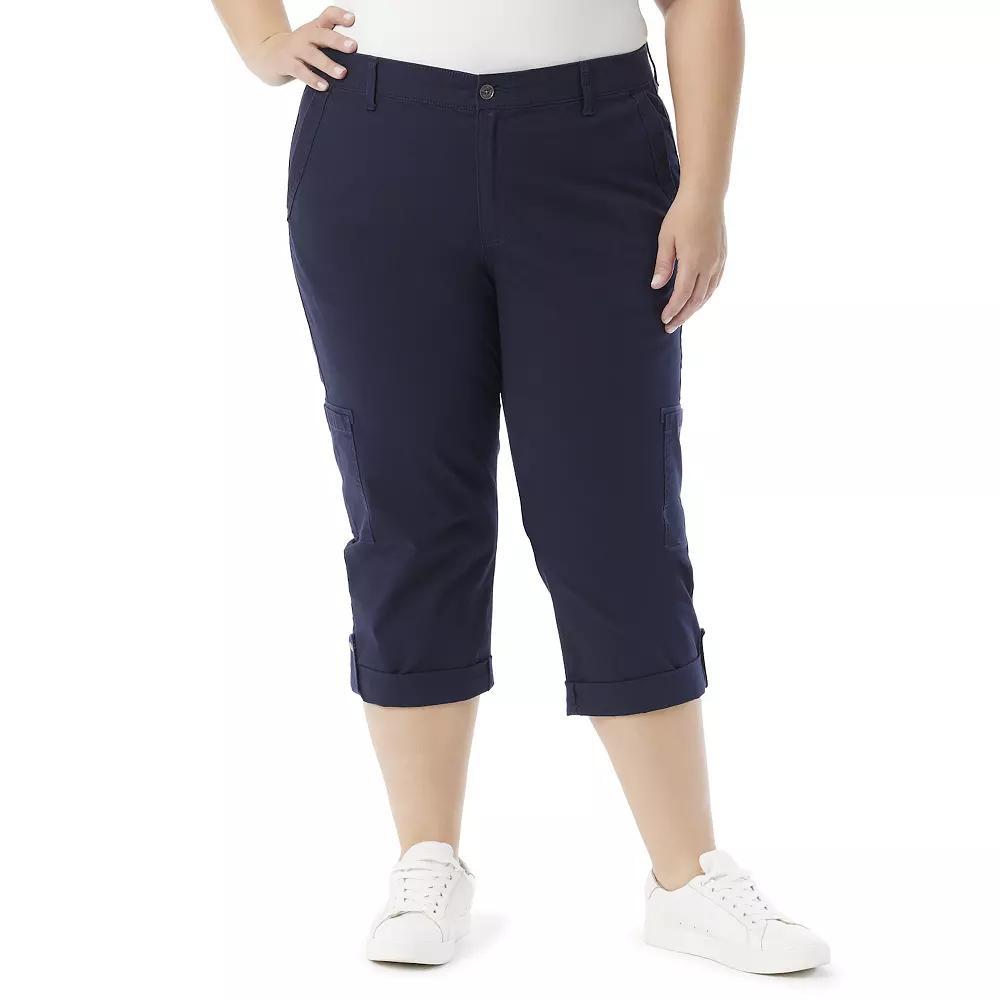 Plus Size Gloria Vanderbilt Cargo Capris, Women's, Size: 20 W, Black Affair Product Image
