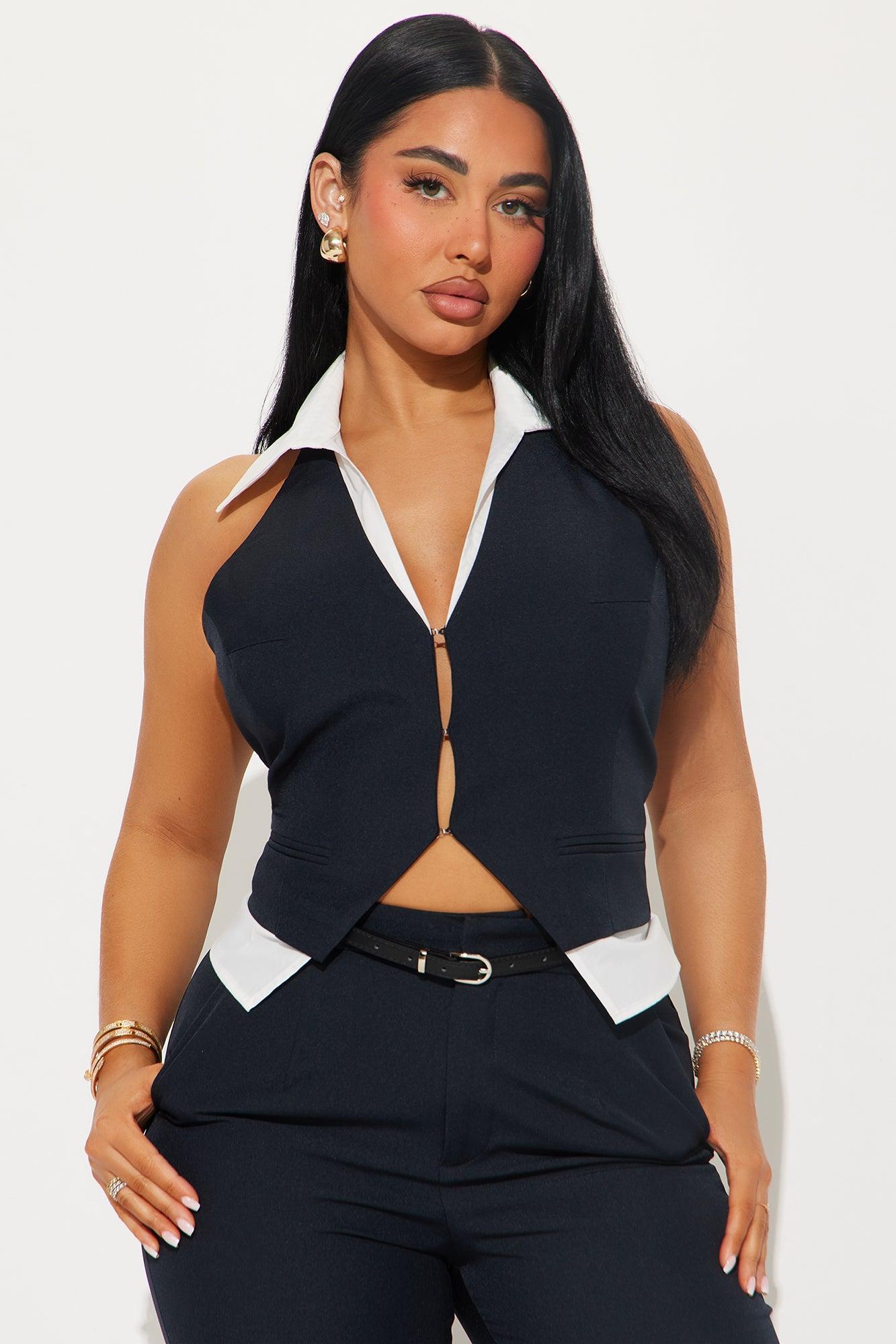 Yes Your Honor Vest Pant Set - Navy Product Image