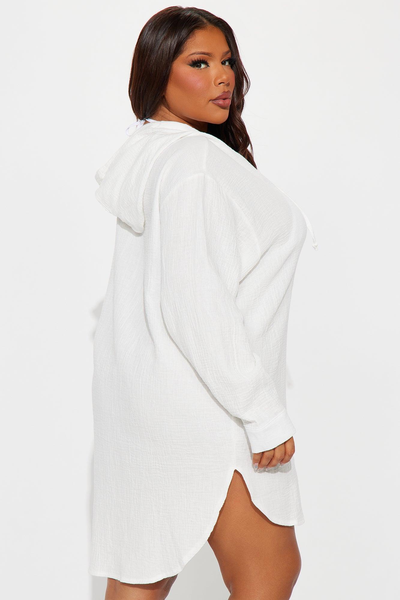 Keep it Simple Hooded Gauze Cover Up - White Product Image
