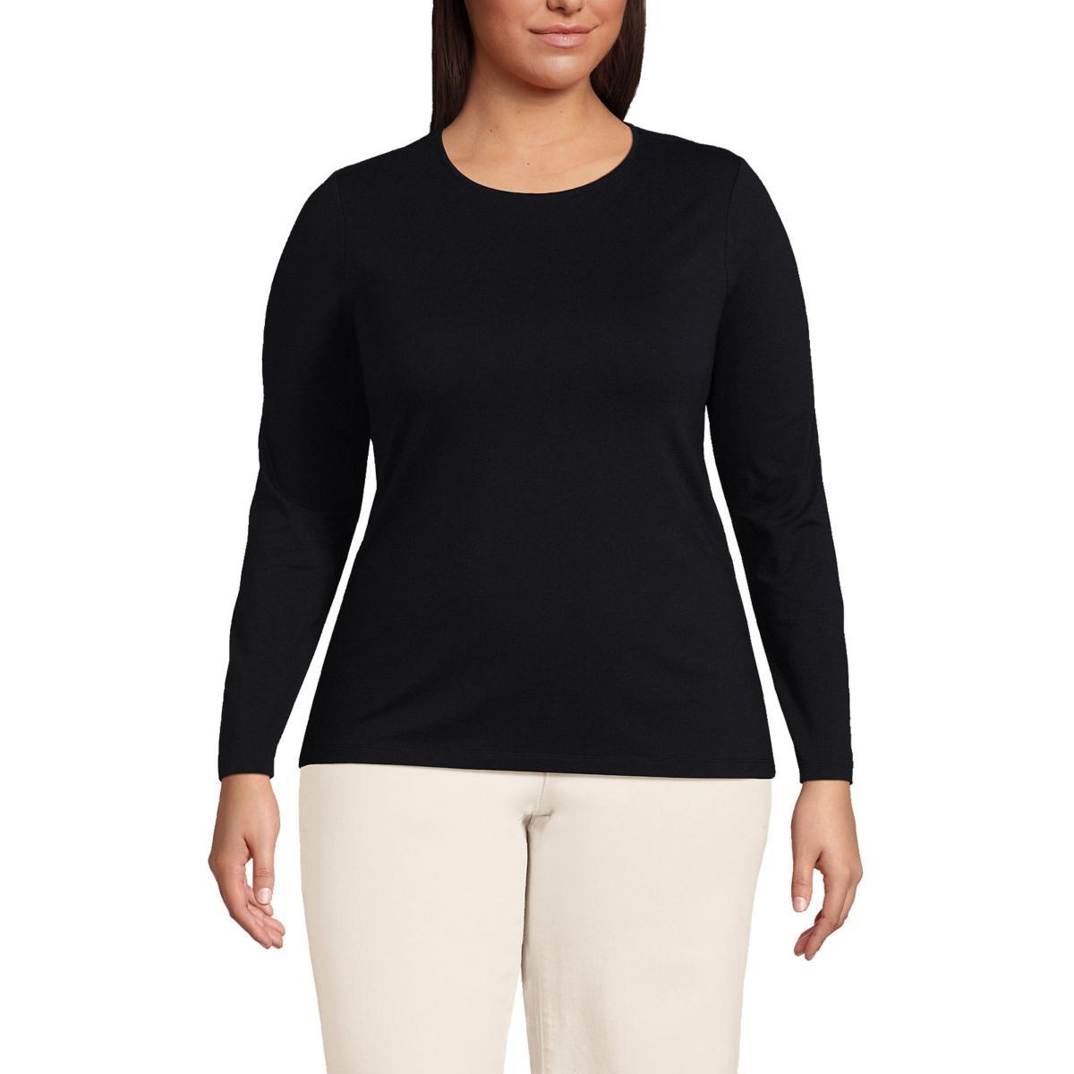Plus Size Lands' End Long Sleeve Lightweight Jersey Crewneck Top, Women's, Size: 3XL, Light Cornflower Product Image