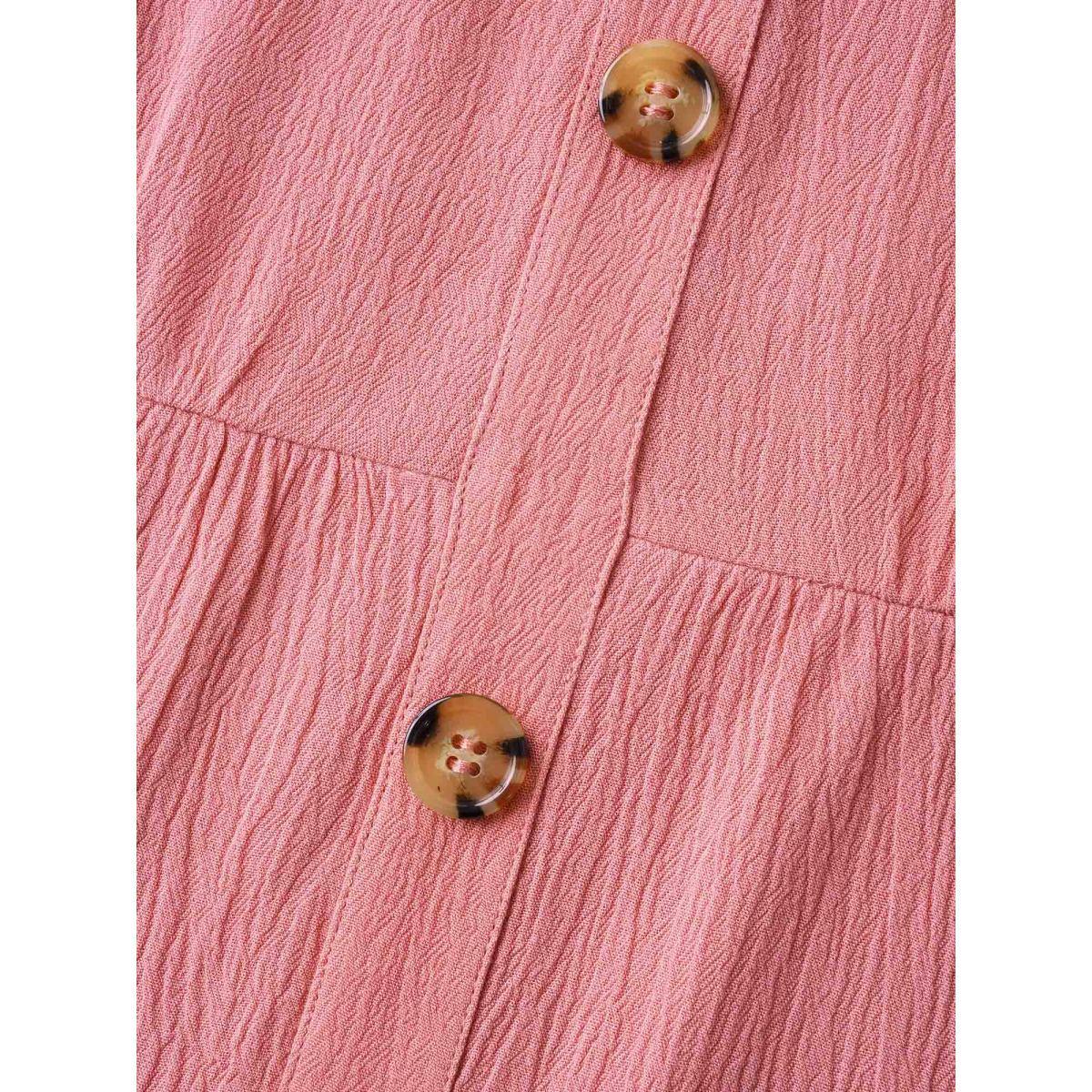 Plus Size Watermelon Rayon Ruffled Layered Hem Button Blouse Women Cap Sleeve V-neck Everyday-Elegant Blouses BloomChic 30/6X Product Image