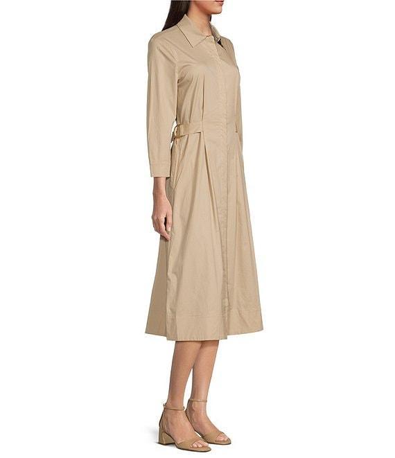 J.McLaughlin Minae Woven Point Collar 3/4 Sleeve Button Front Dress Product Image