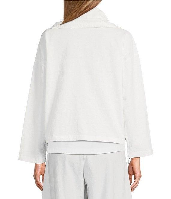 Bryn Walker Cotton Jersey Wide Pointed Collar Long Sleeve Button-Front Jacket Product Image