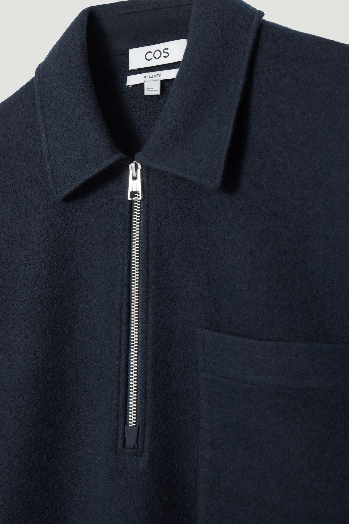 HALF-ZIP BOILED-WOOL SWEATER Product Image