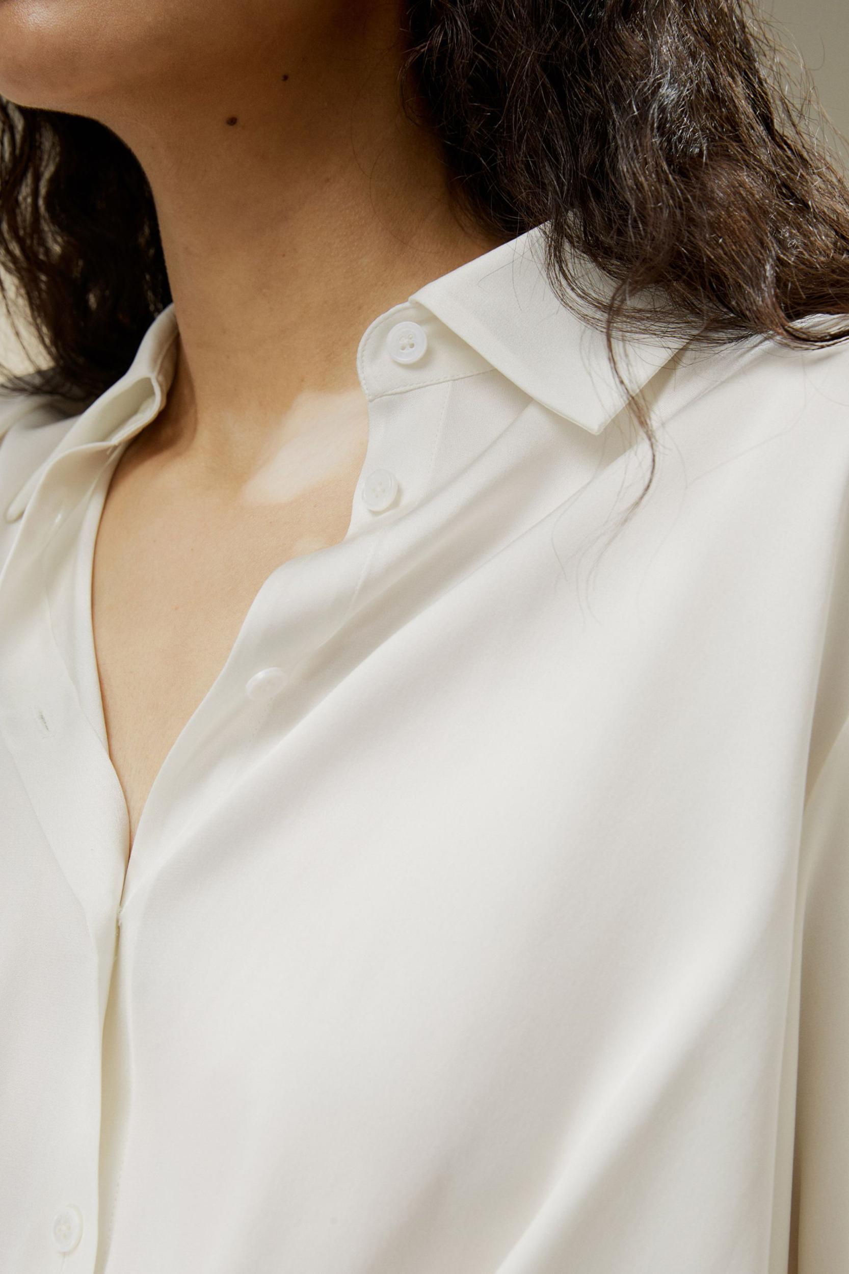 Hem Pleated Silk Blouse Product Image
