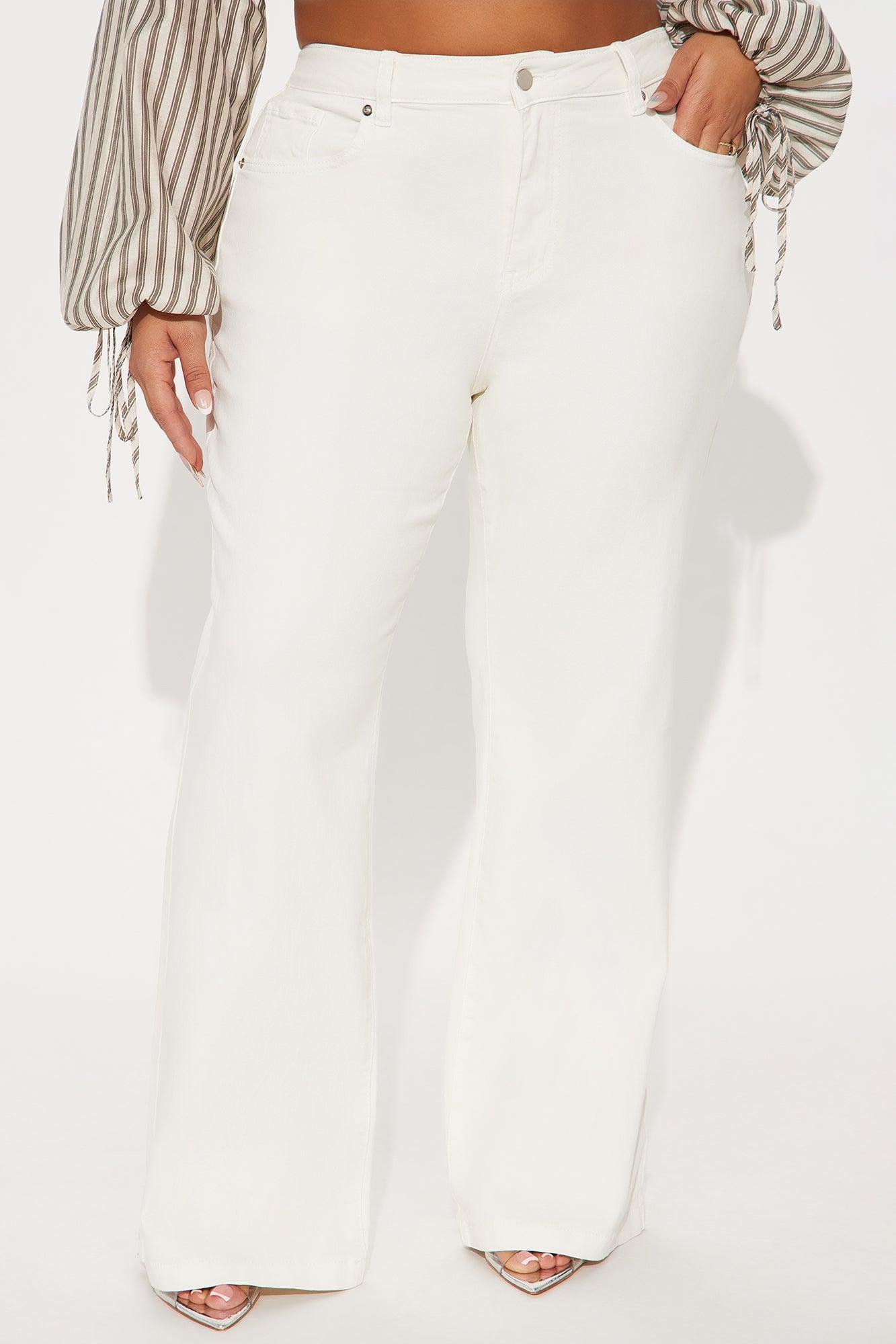 Just In Time High Rise Flare Jeans - Cream Product Image