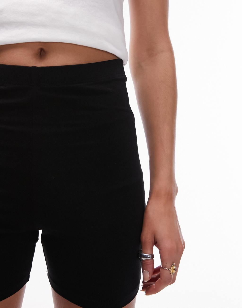 Topshop cropped legging shorts in black Product Image