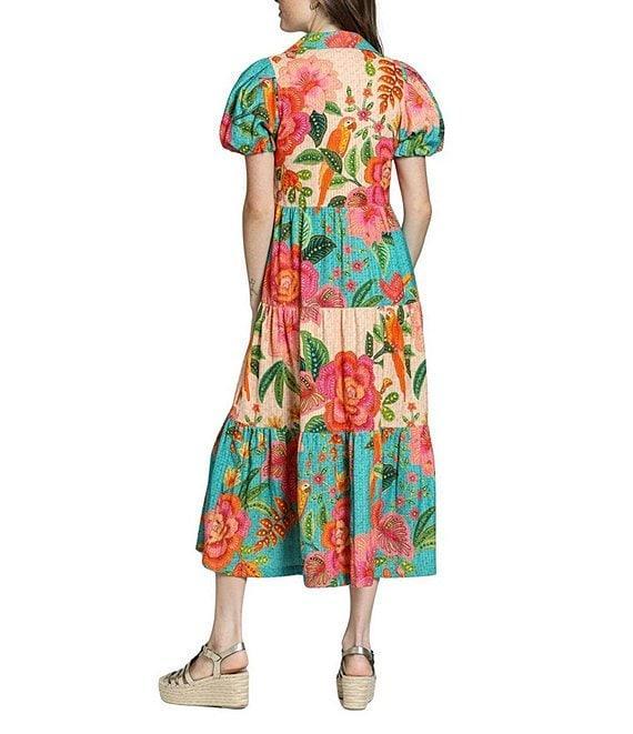 APNY Woven Floral Print V-Neck Short Sleeve Shift Dress Product Image